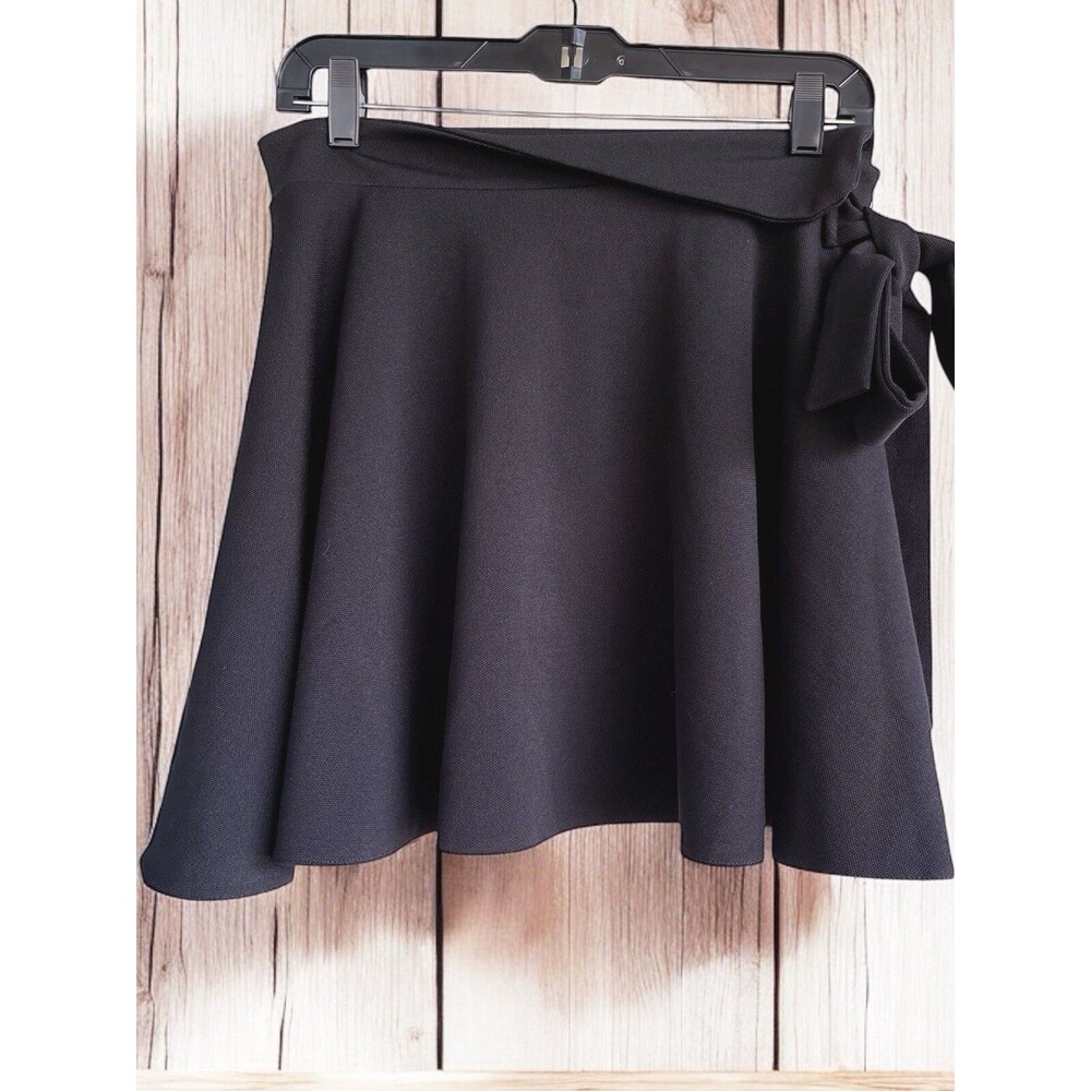 Women’s Black Mini Skater Skirt Side Zip Side Tie Flip Waist VTG NWOT Small